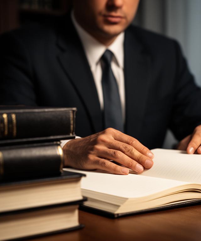 Miguel Serrano en una reunión privada, con libros jurídicos y una libreta abierta sobre la mesa